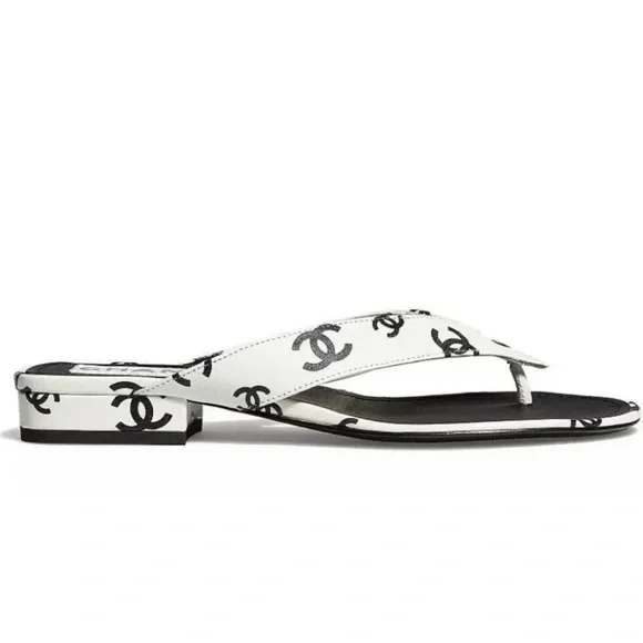 Chanel Logo Thong Sandals